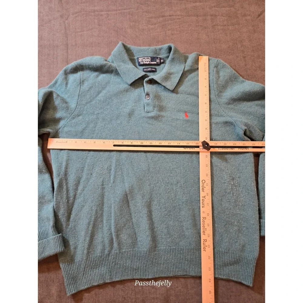 Vtg Polo Ralph Lauren men's XL Shirt 100% LambsWool Long Sleeve Green Melange
